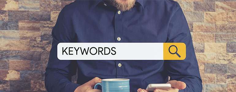 Banner depicting topic of SEO and keywords research