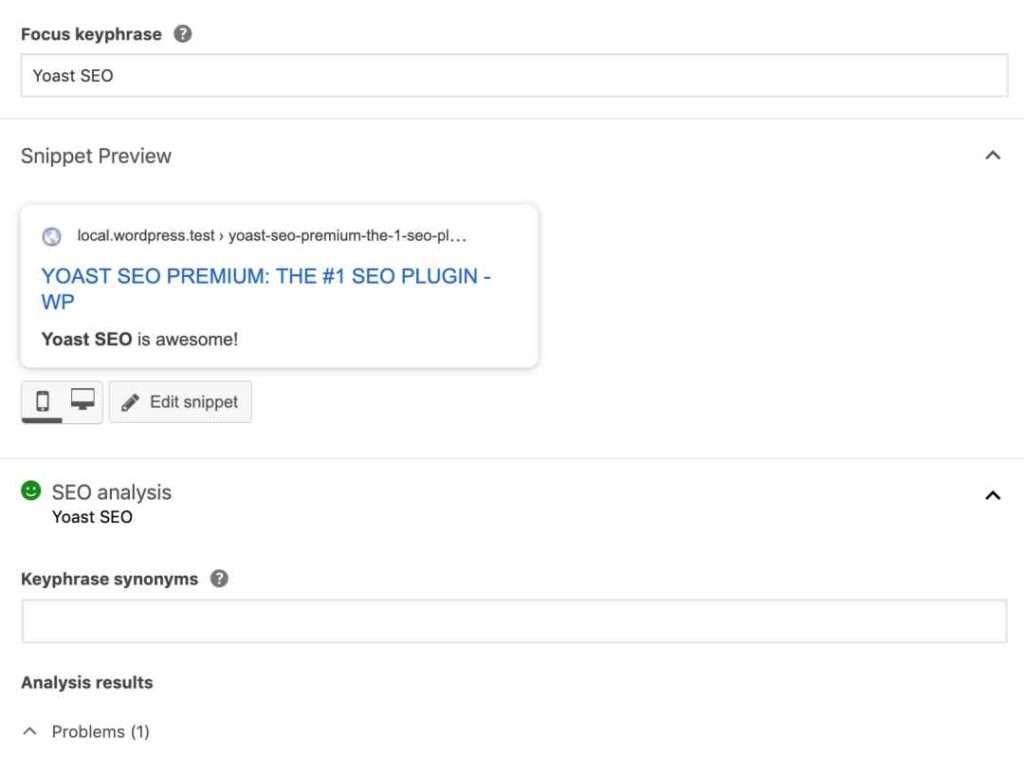 Screenshot of Yoast SEO plugin